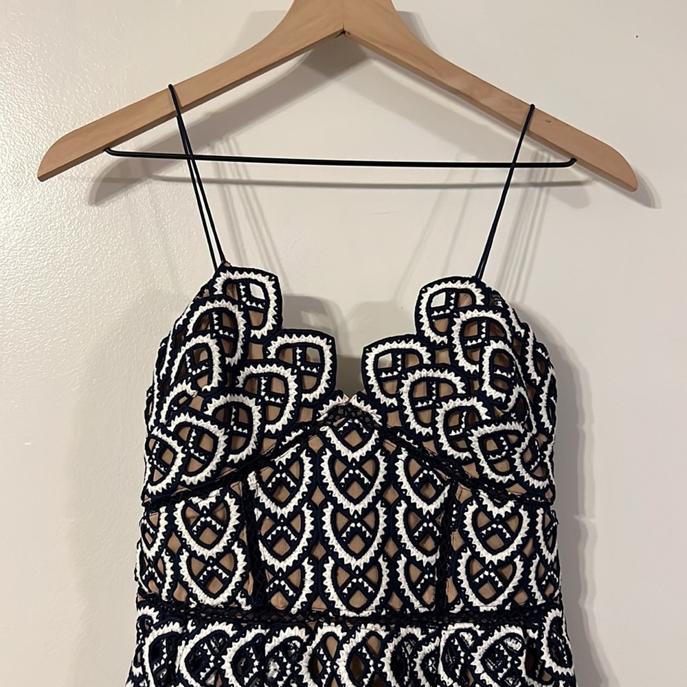 Self Portrait | Lace A-line Navy Dress